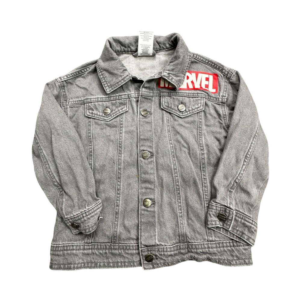 Marvel Denim Jacket Kids 6 Gray Avengers Graphic Comic Book Trucker SP247657CM